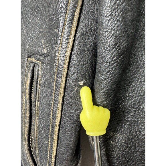 Vintage ANDREW MARC Distressed Genuine Leather Men’s Jacket Lined Sz S Moto Hood - Picture 5 of 16